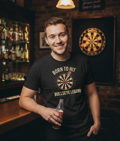 Czarna koszulka DartZone – Born to Hit Bullseye Legend